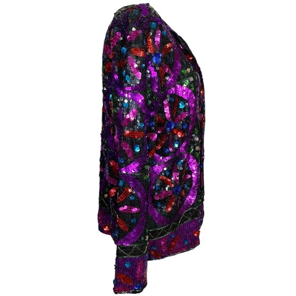 Unbranded Vintage Colorful Sequin Women's Silk Blazer - Picture 3 of 13